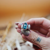 Fancy Concho Ring in Kyanite (Size 8.5) - Golden Road Crafted