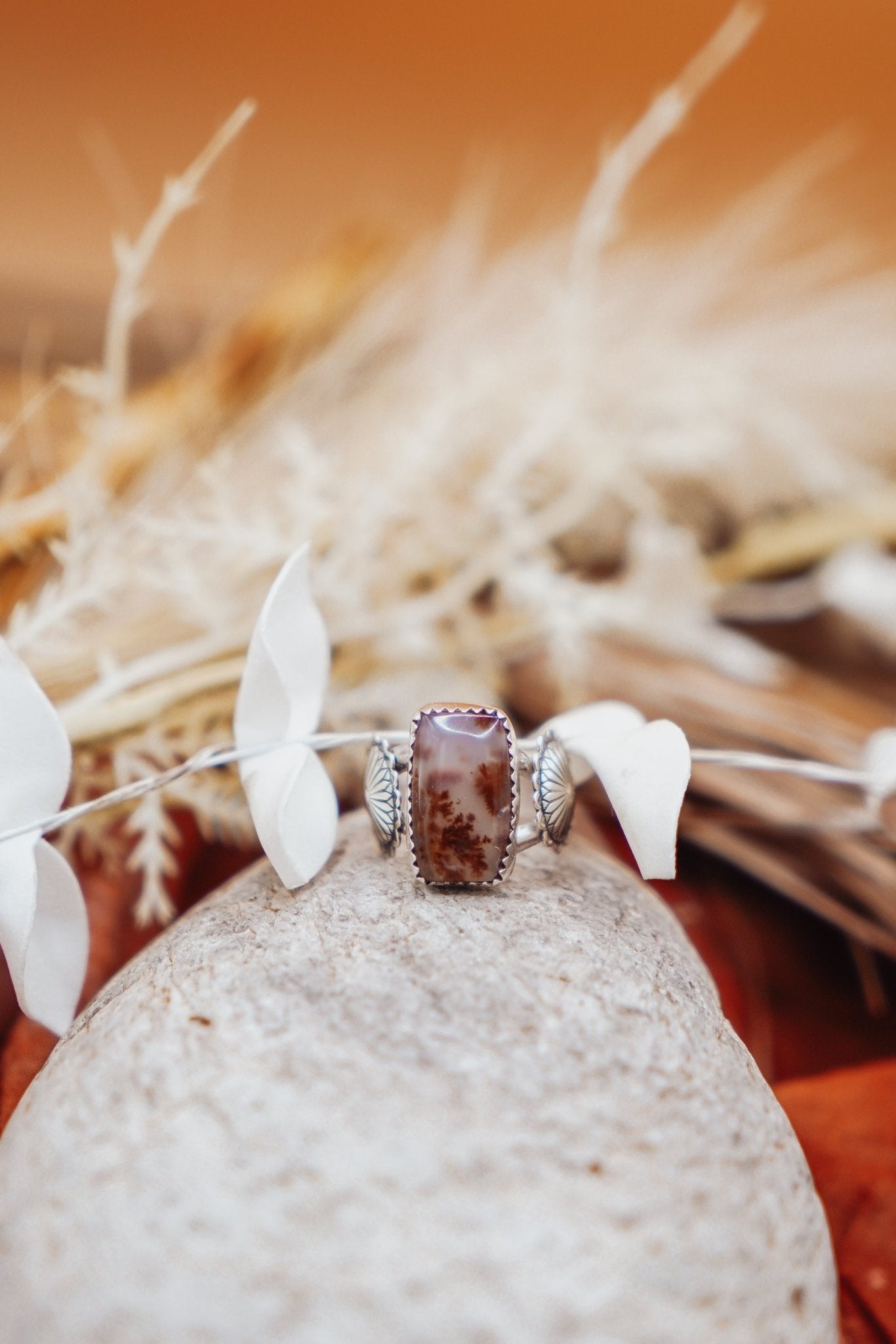 Fancy Concho Ring in Scenic Agate (Size 6) - Golden Road Crafted