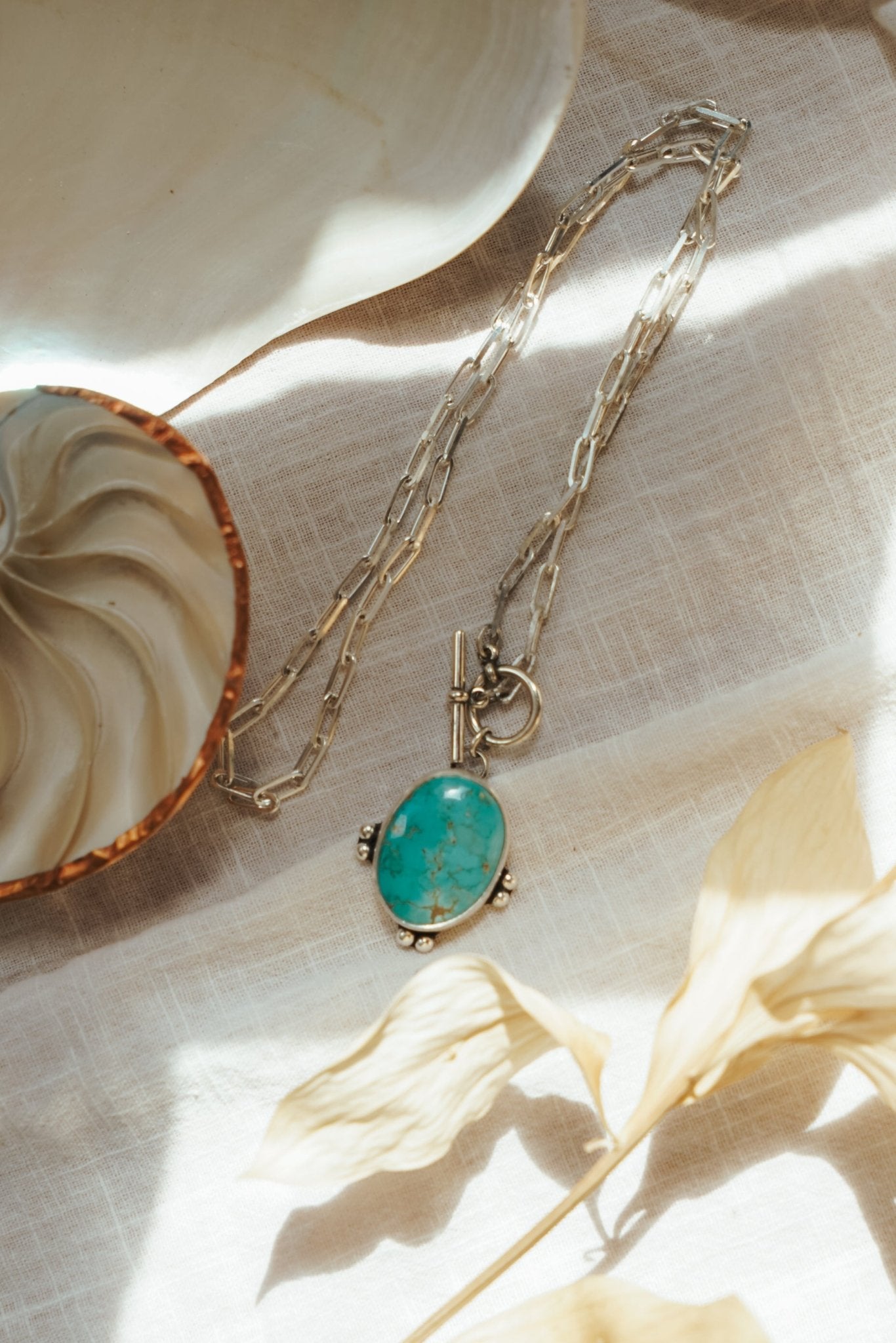 Finder's Keepers Toggle Necklace in Kingman Turquoise - Golden Road Crafted