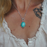 Finder's Keepers Toggle Necklace in Kingman Turquoise - Golden Road Crafted