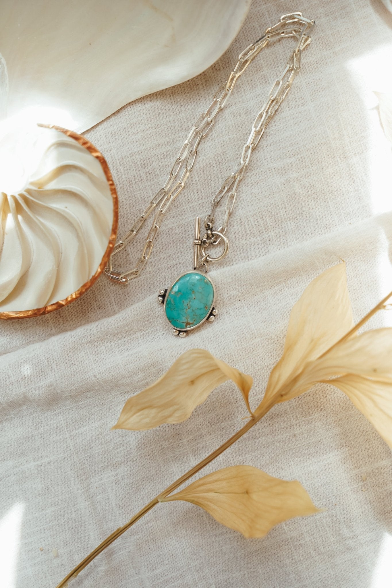 Finder's Keepers Toggle Necklace in Kingman Turquoise - Golden Road Crafted