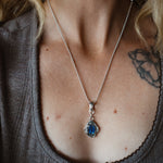 Fine Silver Kiln - Fired Pendant in Kyanite - Golden Road Crafted