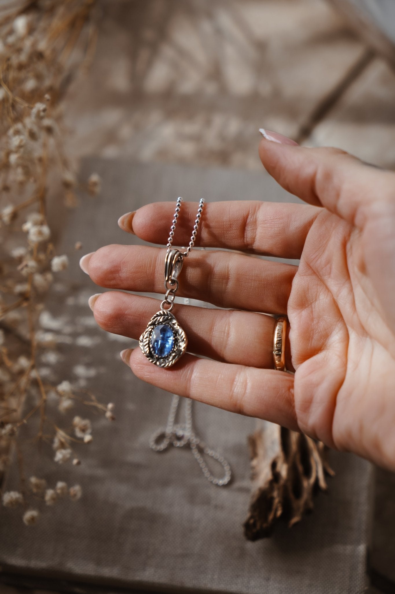 Fine Silver Kiln - Fired Pendant in Kyanite - Golden Road Crafted