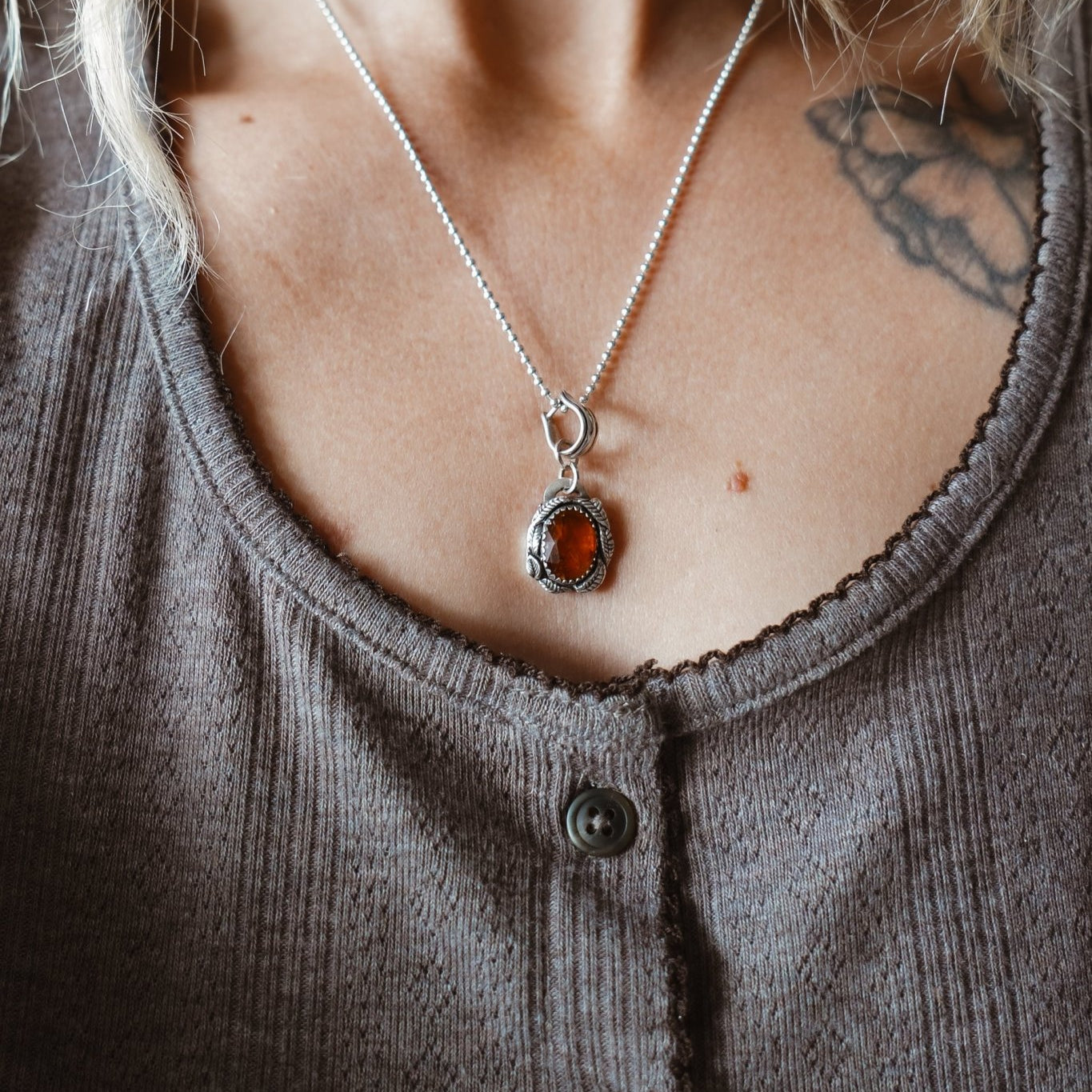 Fine Silver Kiln - Fired Pendant in Kyanite - Golden Road Crafted