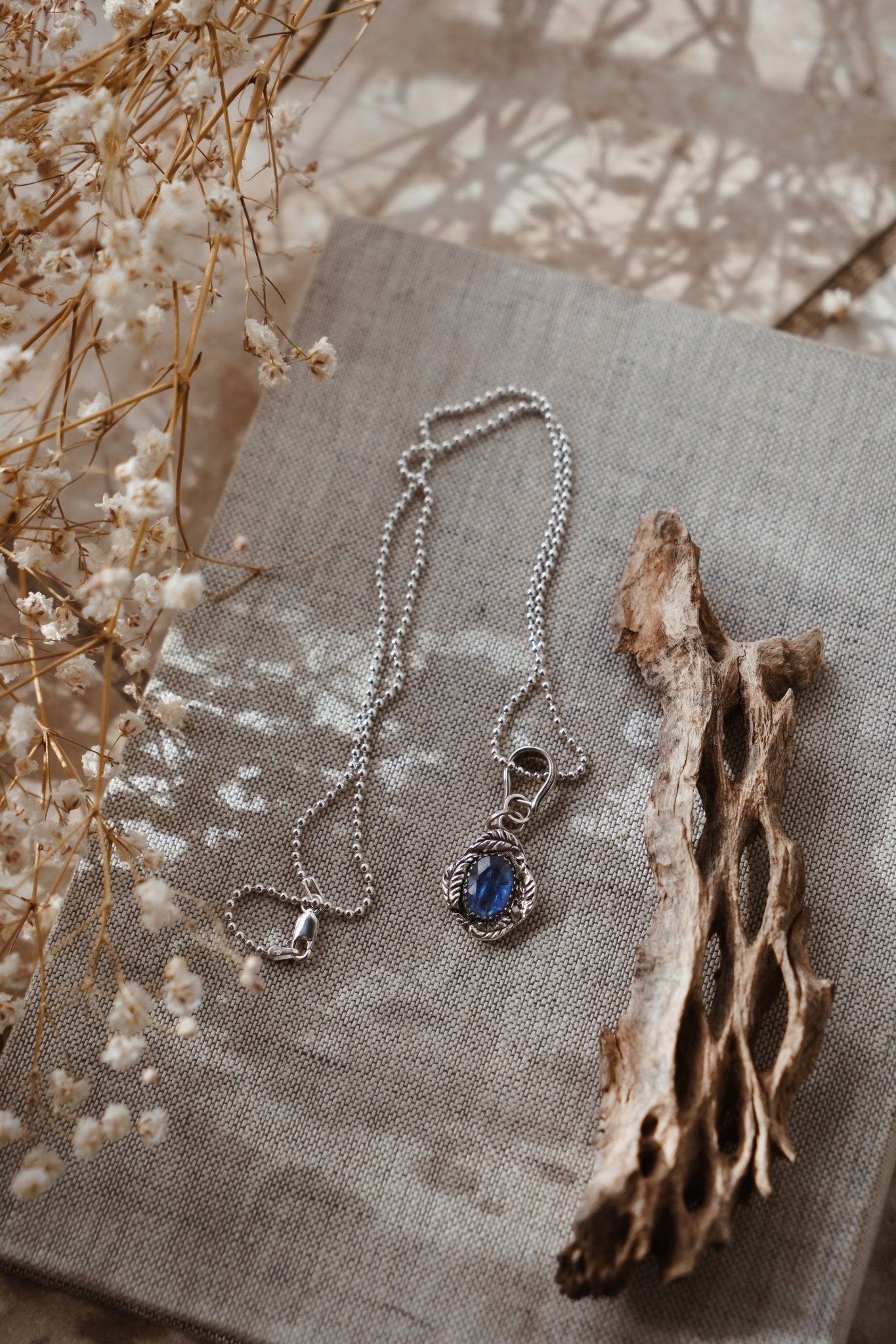 Fine Silver Kiln - Fired Pendant in Kyanite - Golden Road Crafted