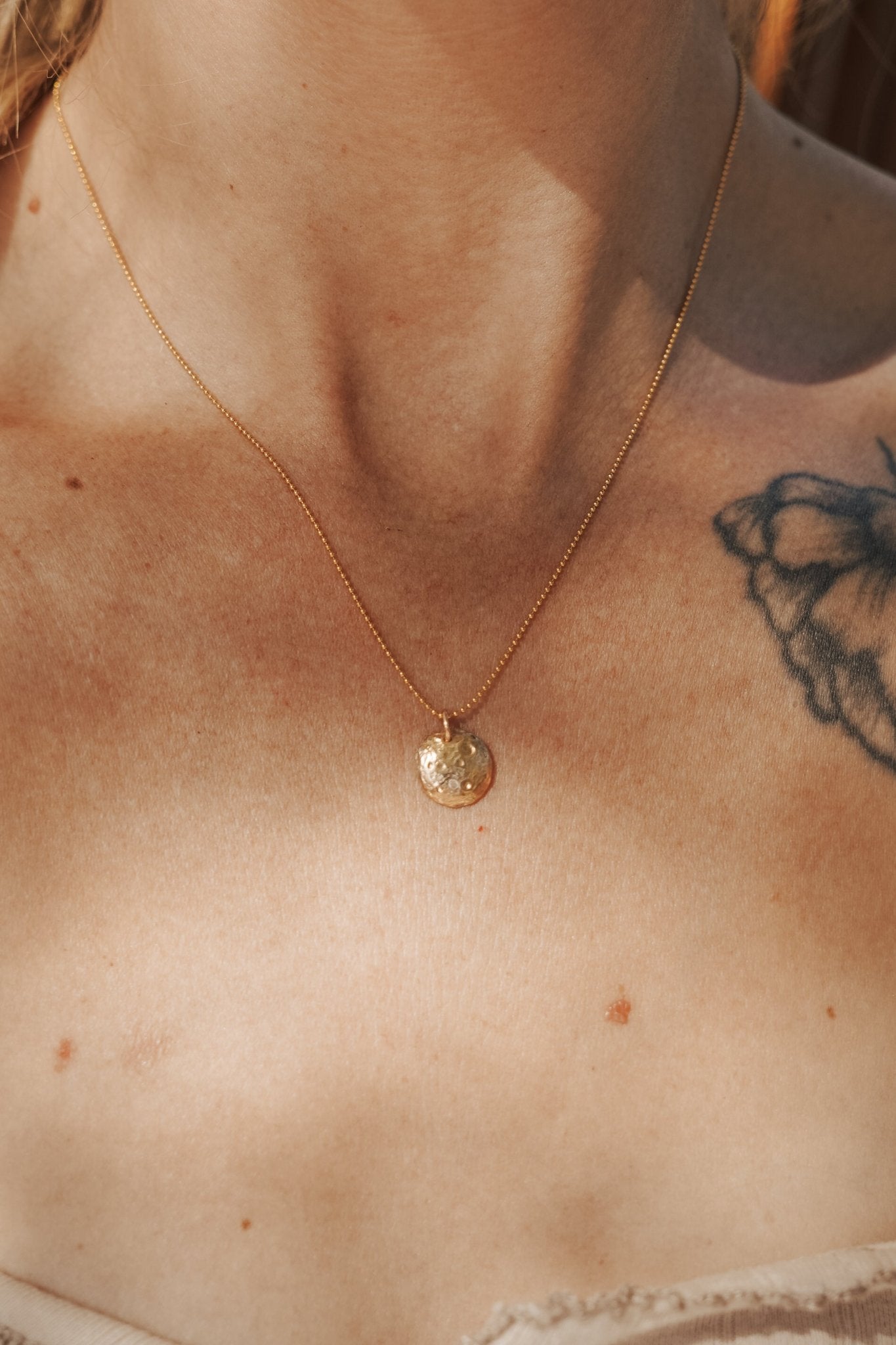 Full Moon Necklace in 14k Gold - Fill - Golden Road Crafted