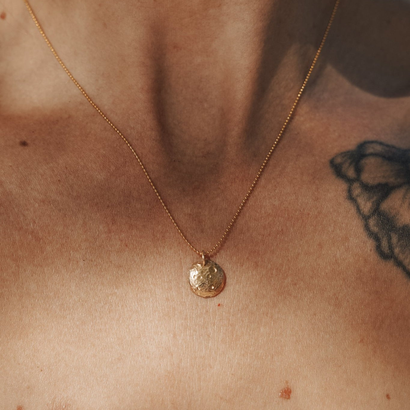 Full Moon Necklace in 14k Gold - Fill - Golden Road Crafted