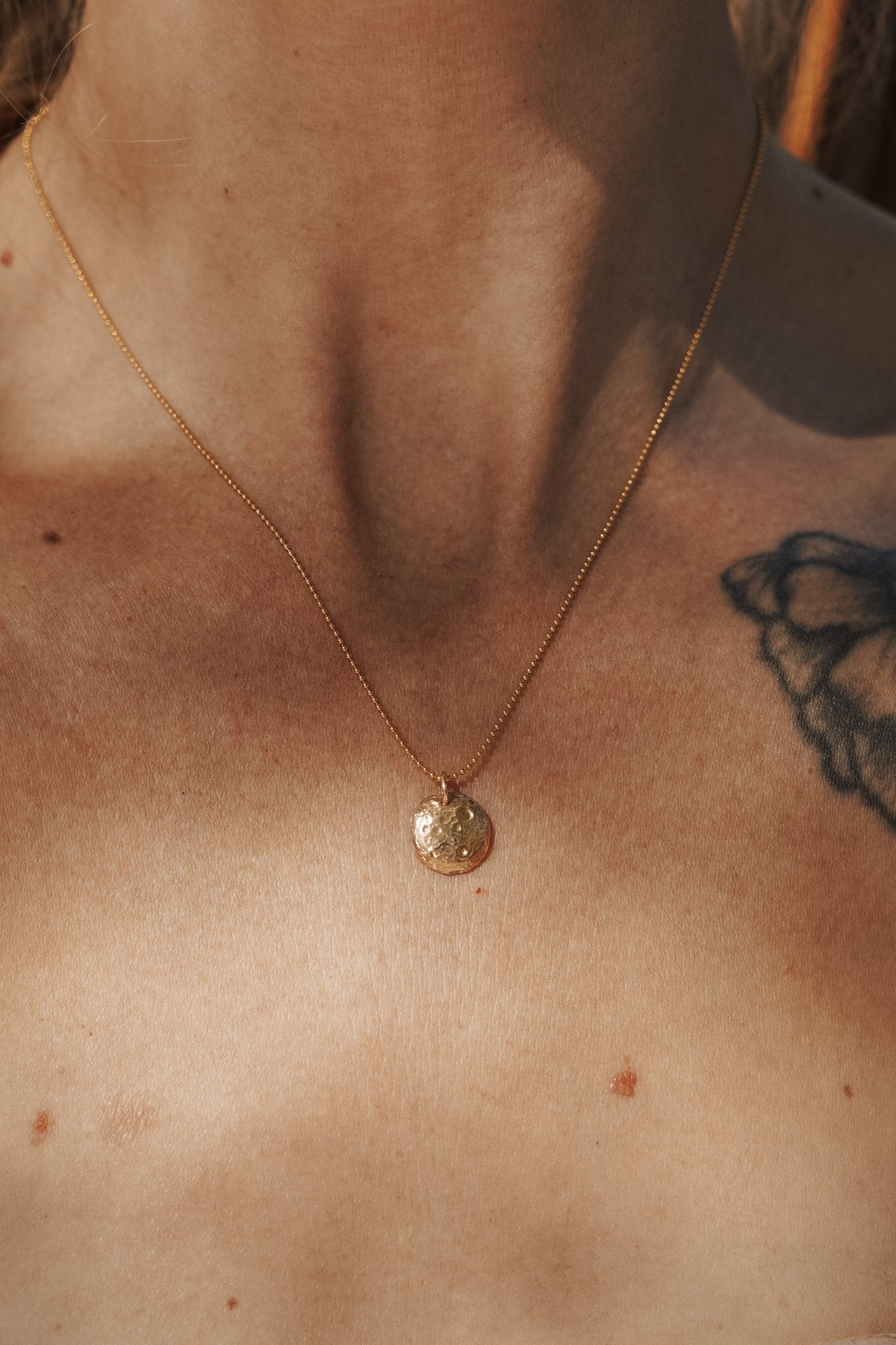 Full Moon Necklace in 14k Gold - Fill - Golden Road Crafted