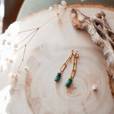 Gift Set: Bracelet + Earrings with Turquoise Beads and 14k Gold - fill - Golden Road Crafted