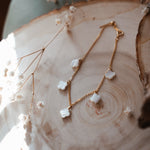 Gift Set: Mother of Pearl Earrings + Bracelet in 14k Gold - fill - Golden Road Crafted