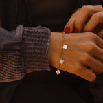 Gift Set: Mother of Pearl Earrings + Bracelet in 14k Gold - fill - Golden Road Crafted