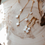 Gift Set: Mother of Pearl Earrings + Bracelet in 14k Gold - fill - Golden Road Crafted
