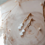 Gift Set: Mother of Pearl Earrings + Bracelet in 14k Gold - fill - Golden Road Crafted