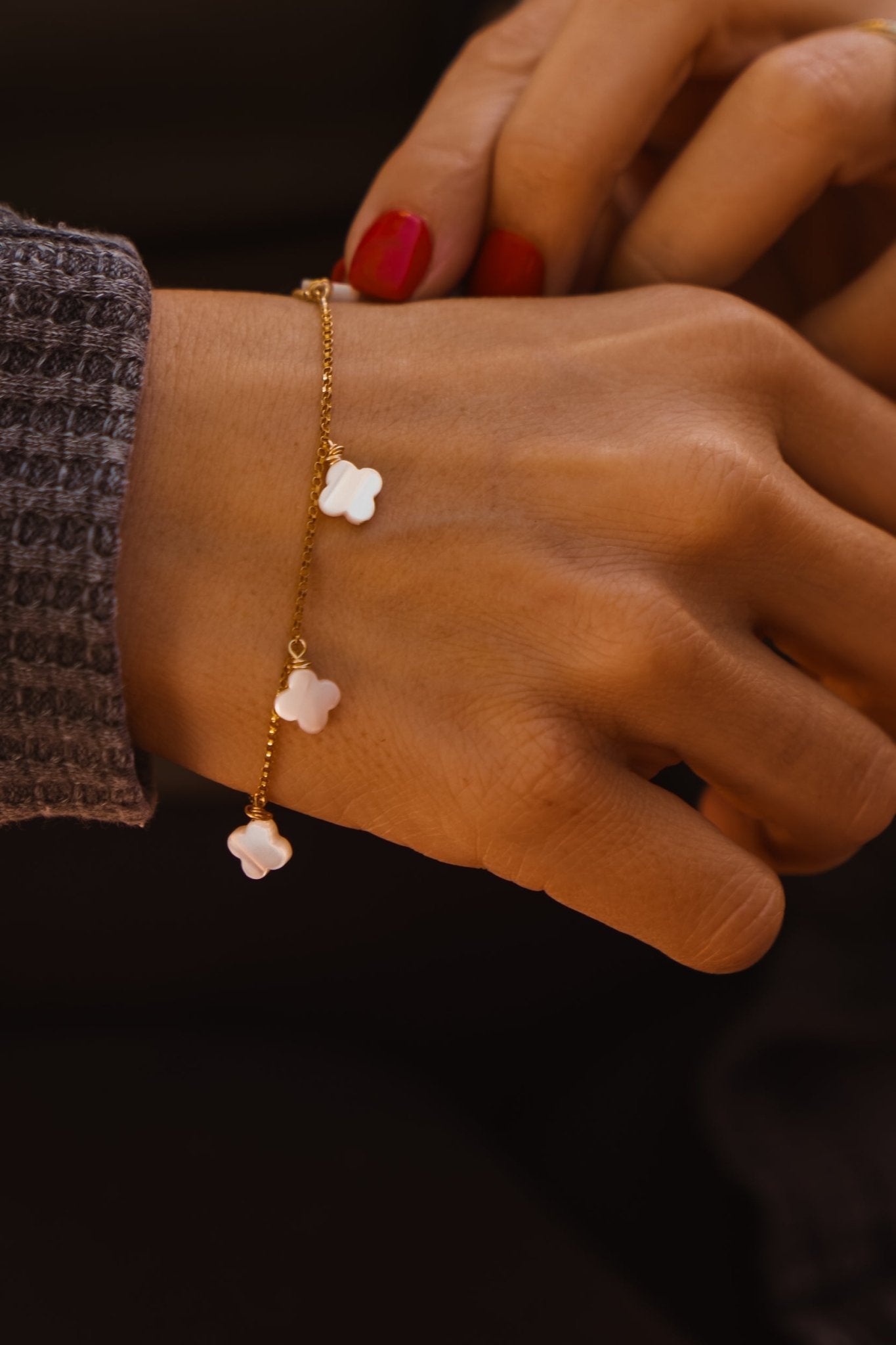 Gift Set: Mother of Pearl Earrings + Bracelet in 14k Gold - fill - Golden Road Crafted