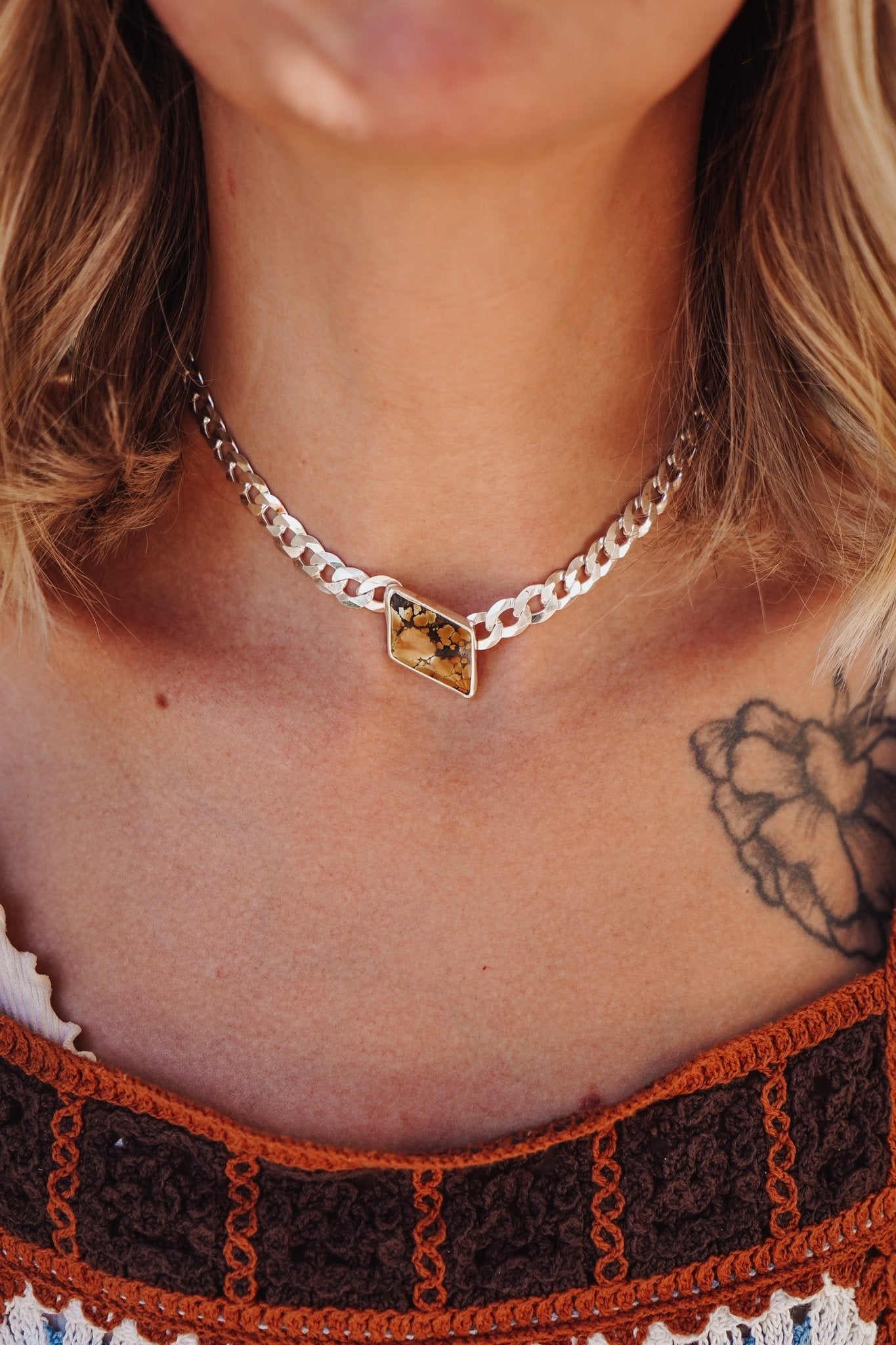 Giraffe Turquoise Choker - Golden Road Crafted