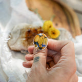 Giraffe Turquoise Ring with 14K Gold - Fill Star Prong (Size 9) - Golden Road Crafted