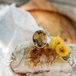 Giraffe Turquoise Ring with 14K Gold - Fill Star Prong (Size 9) - Golden Road Crafted