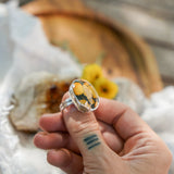 Giraffe Turquoise Ring with 14K Gold - Fill Star Prong (Size 9) - Golden Road Crafted