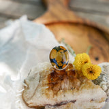Giraffe Turquoise Ring with 14K Gold - Fill Star Prong (Size 9) - Golden Road Crafted