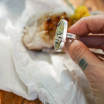 Giraffe Turquoise Ring with Sterling Silver Saguaro Prong (Size 8.75) - Golden Road Crafted