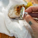 Giraffe Turquoise Ring with Sterling Silver Saguaro Prong (Size 8.75) - Golden Road Crafted