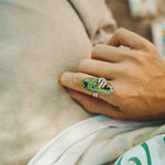 Giraffe Turquoise Ring with Sterling Silver Saguaro Prong (Size 8.75) - Golden Road Crafted