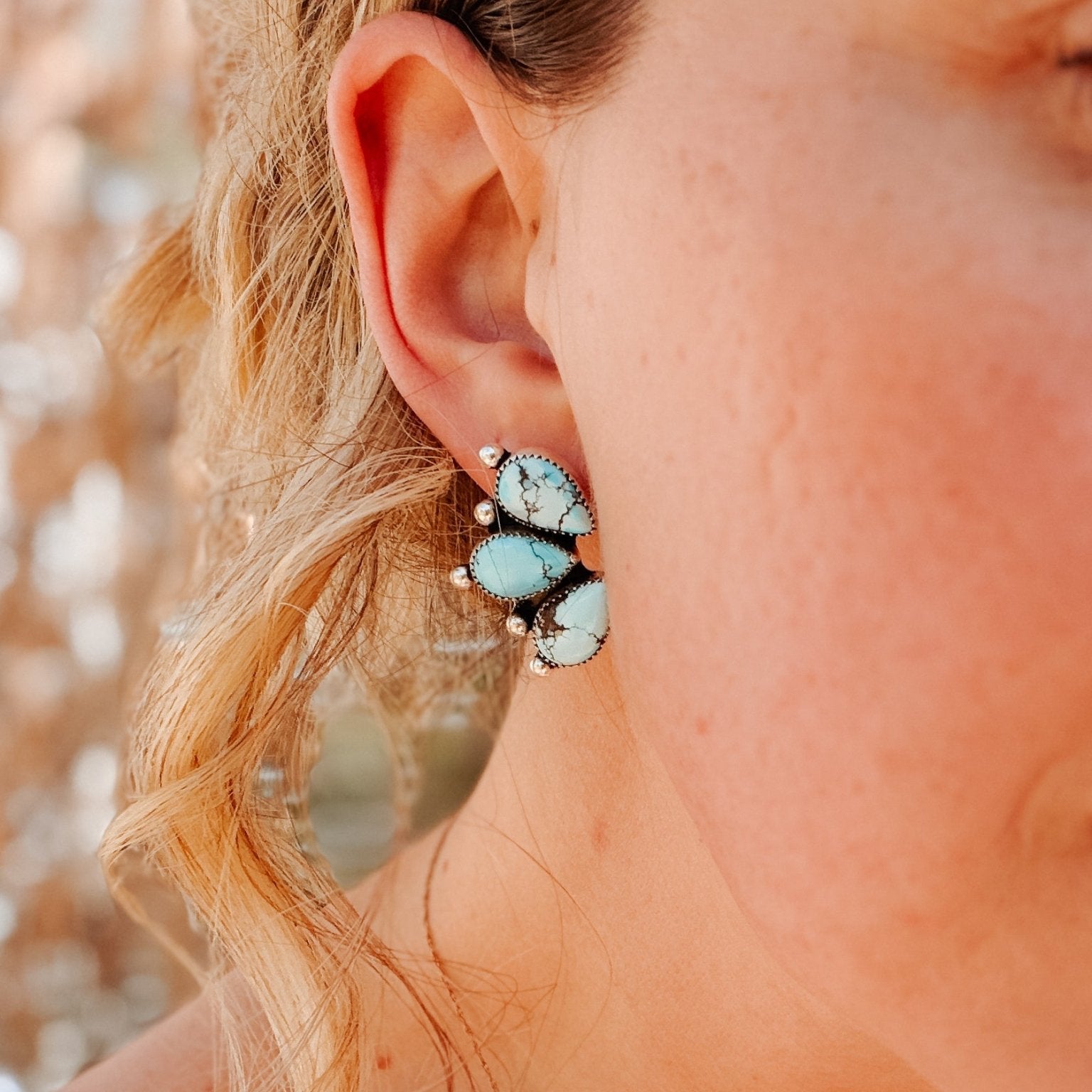 Golden Hills Turquoise Cluster Studs - Golden Road Crafted