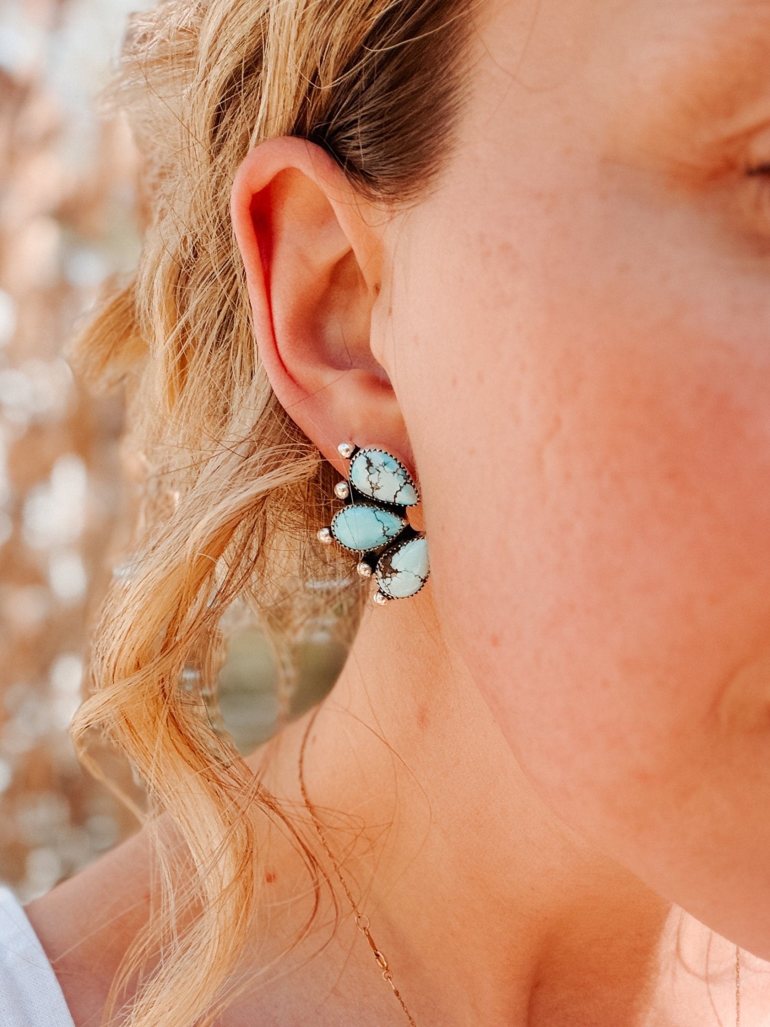Golden Hills Turquoise Cluster Studs - Golden Road Crafted
