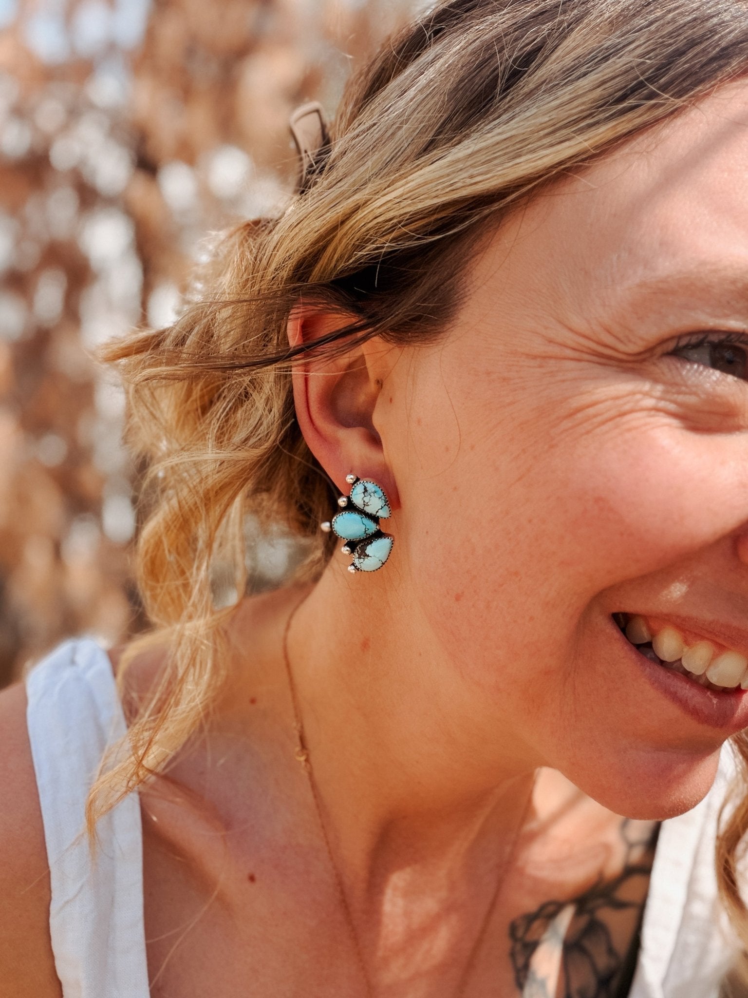 Golden Hills Turquoise Cluster Studs - Golden Road Crafted