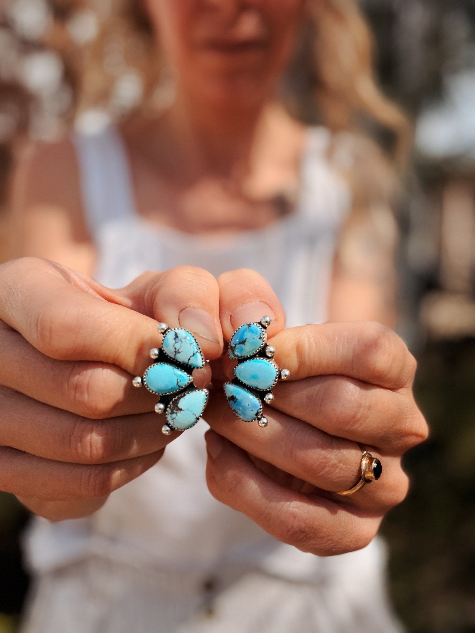 Golden Hills Turquoise Cluster Studs - Golden Road Crafted