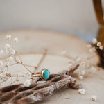Golden Sun Ring in Carico Lake Turquoise (Size 9.5) - Golden Road Crafted