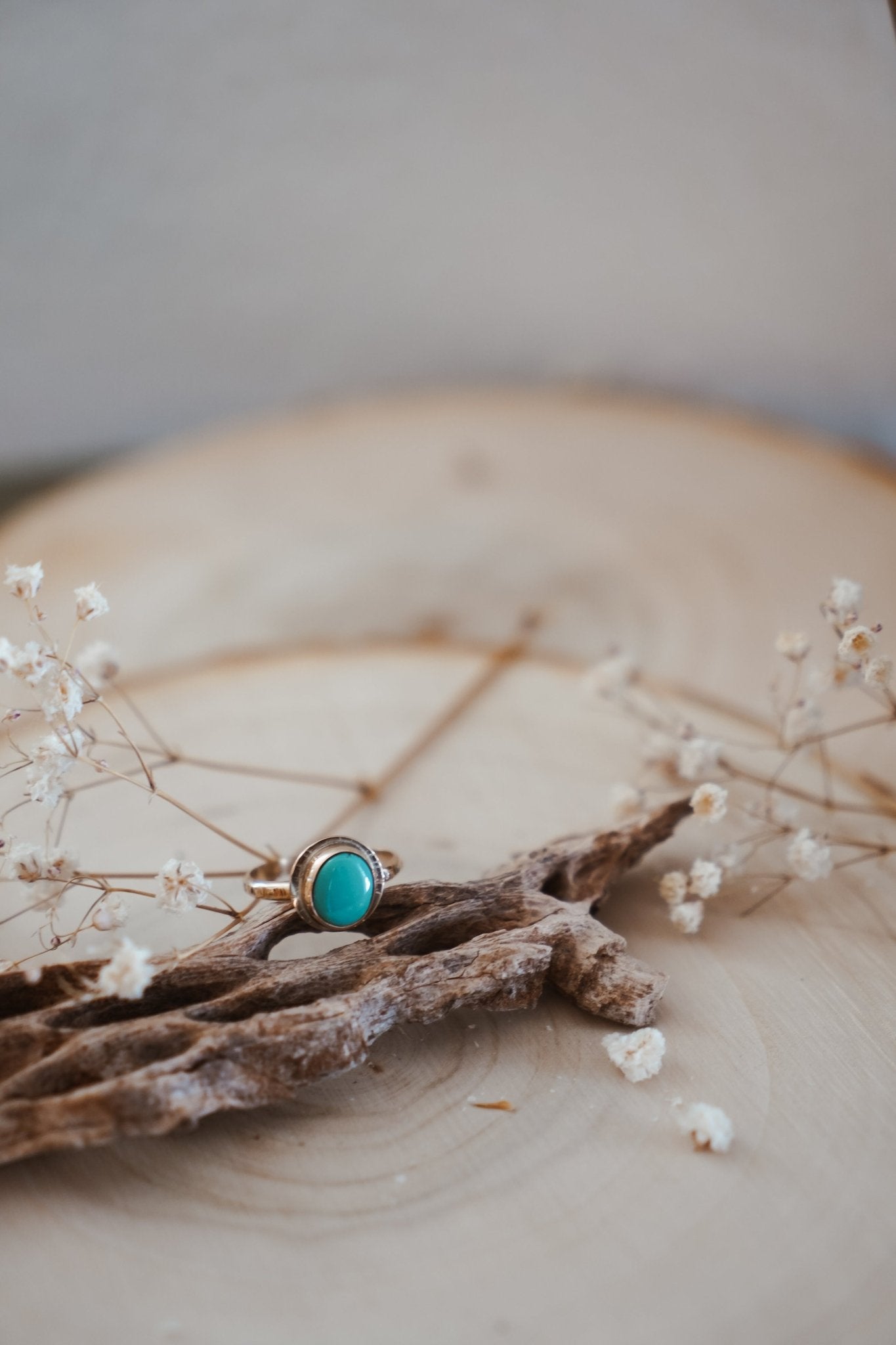 Golden Sun Ring in Carico Lake Turquoise (Size 9.5) - Golden Road Crafted