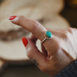 Golden Sun Ring in Carico Lake Turquoise (Size 9.5) - Golden Road Crafted