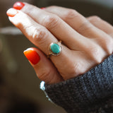 Golden Sun Ring in Carico Lake Turquoise (Size 9.5) - Golden Road Crafted
