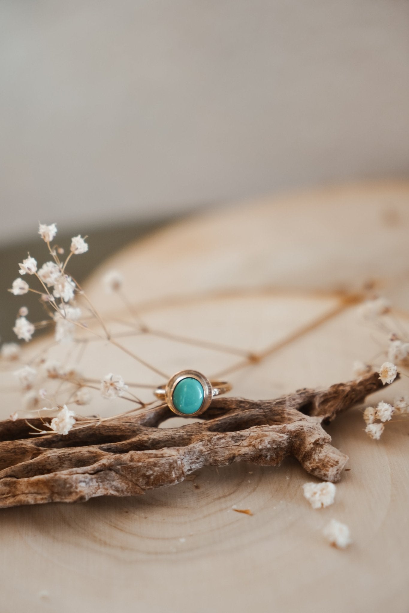 Golden Sun Ring in Carico Lake Turquoise (Size 9.5) - Golden Road Crafted