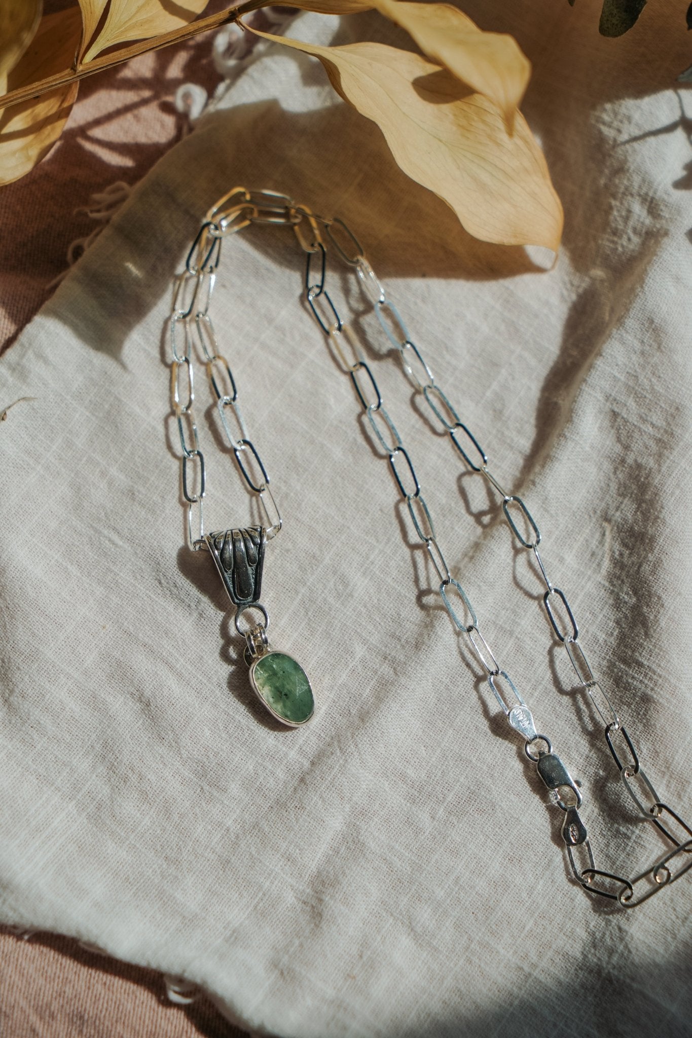 Green Kyanite Necklace - Golden Road Crafted
