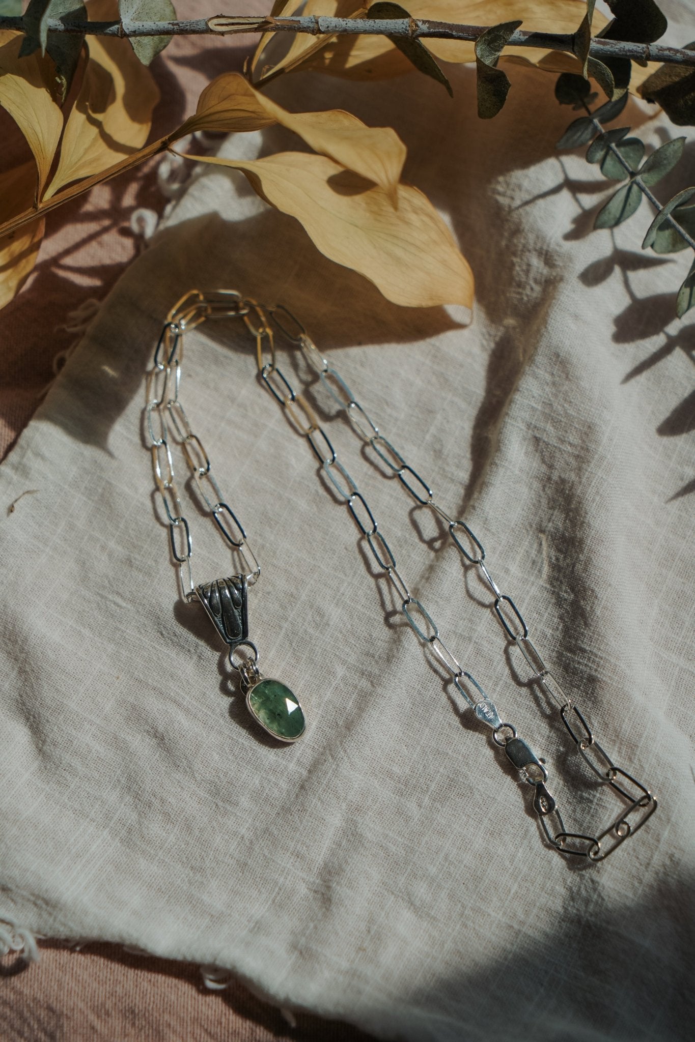 Green Kyanite Necklace - Golden Road Crafted