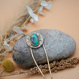 Hair Fork in Kingman Turquoise - Golden Road Crafted