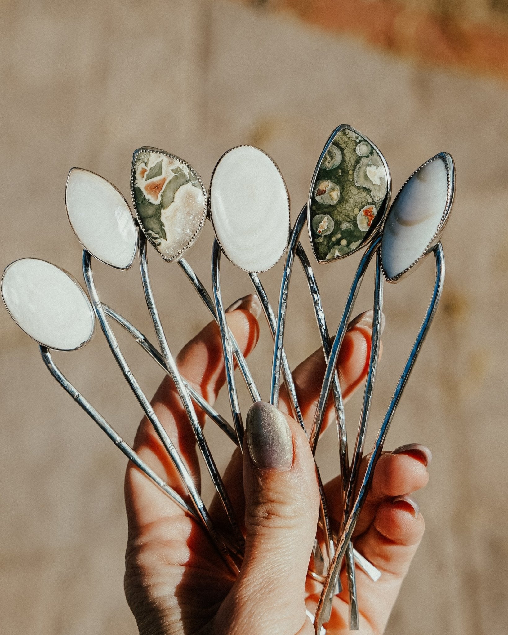 Hair Fork in Mother of Pearl - Golden Road Crafted