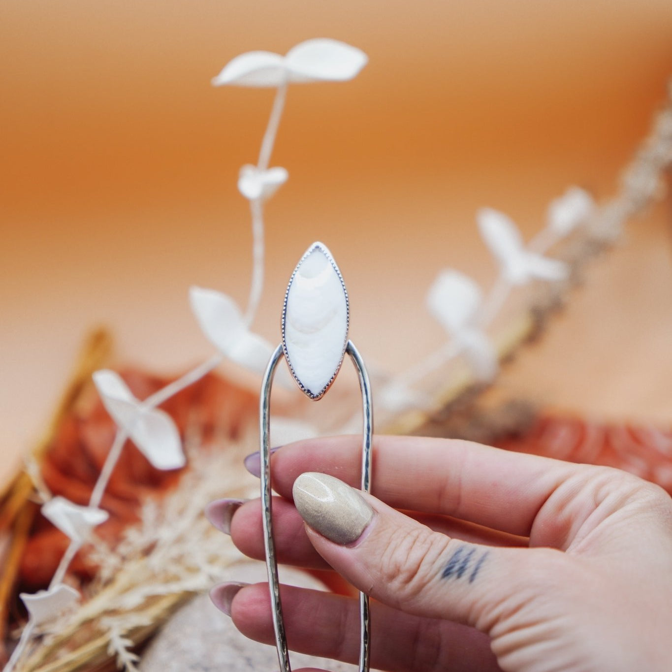Hair Fork in Mother of Pearl - Golden Road Crafted