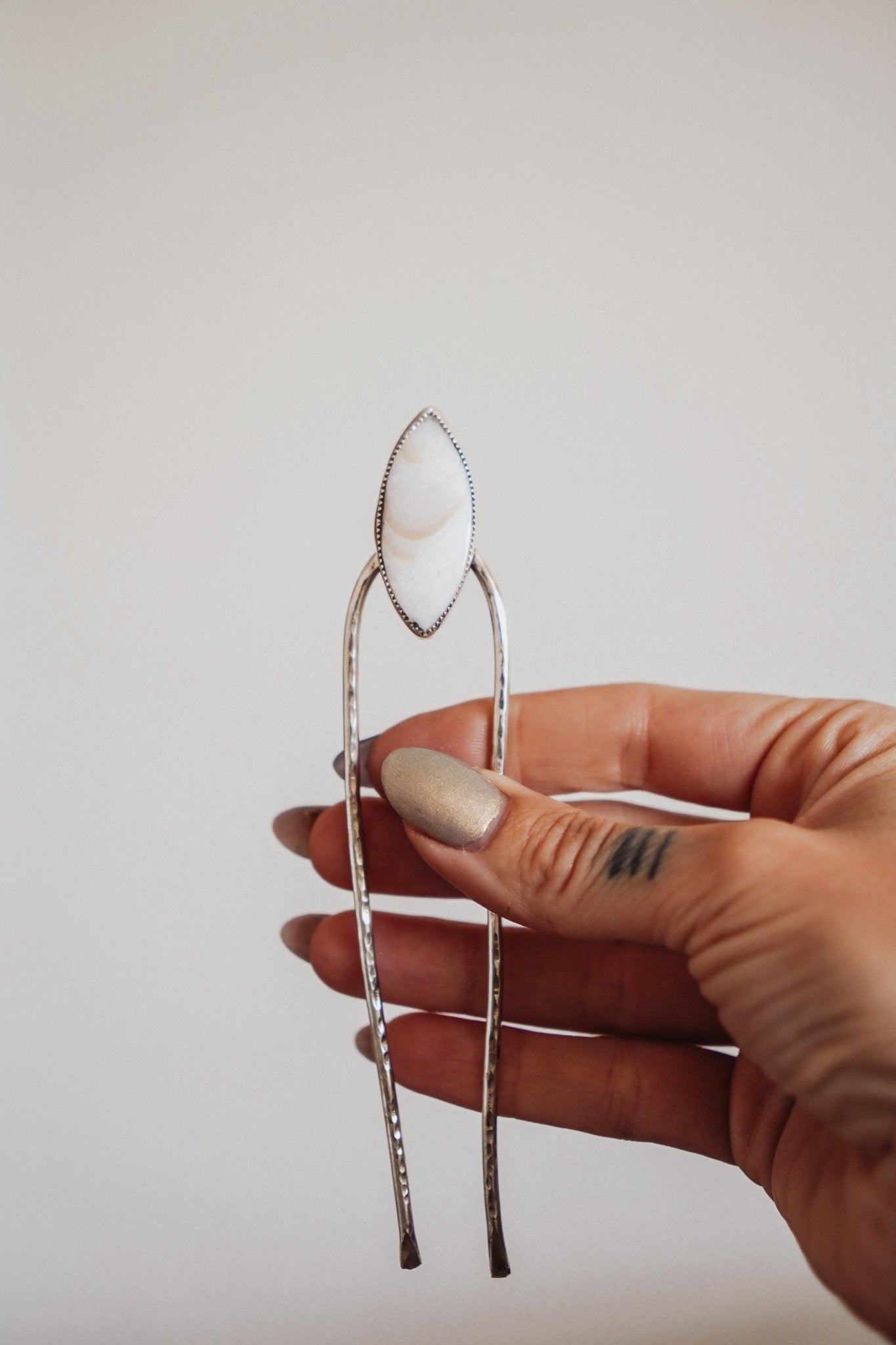 Hair Fork in Mother of Pearl - Golden Road Crafted