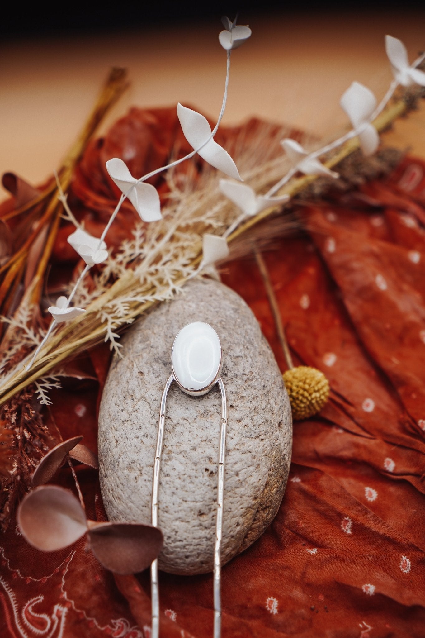 Hair Fork in Mother of Pearl - Golden Road Crafted