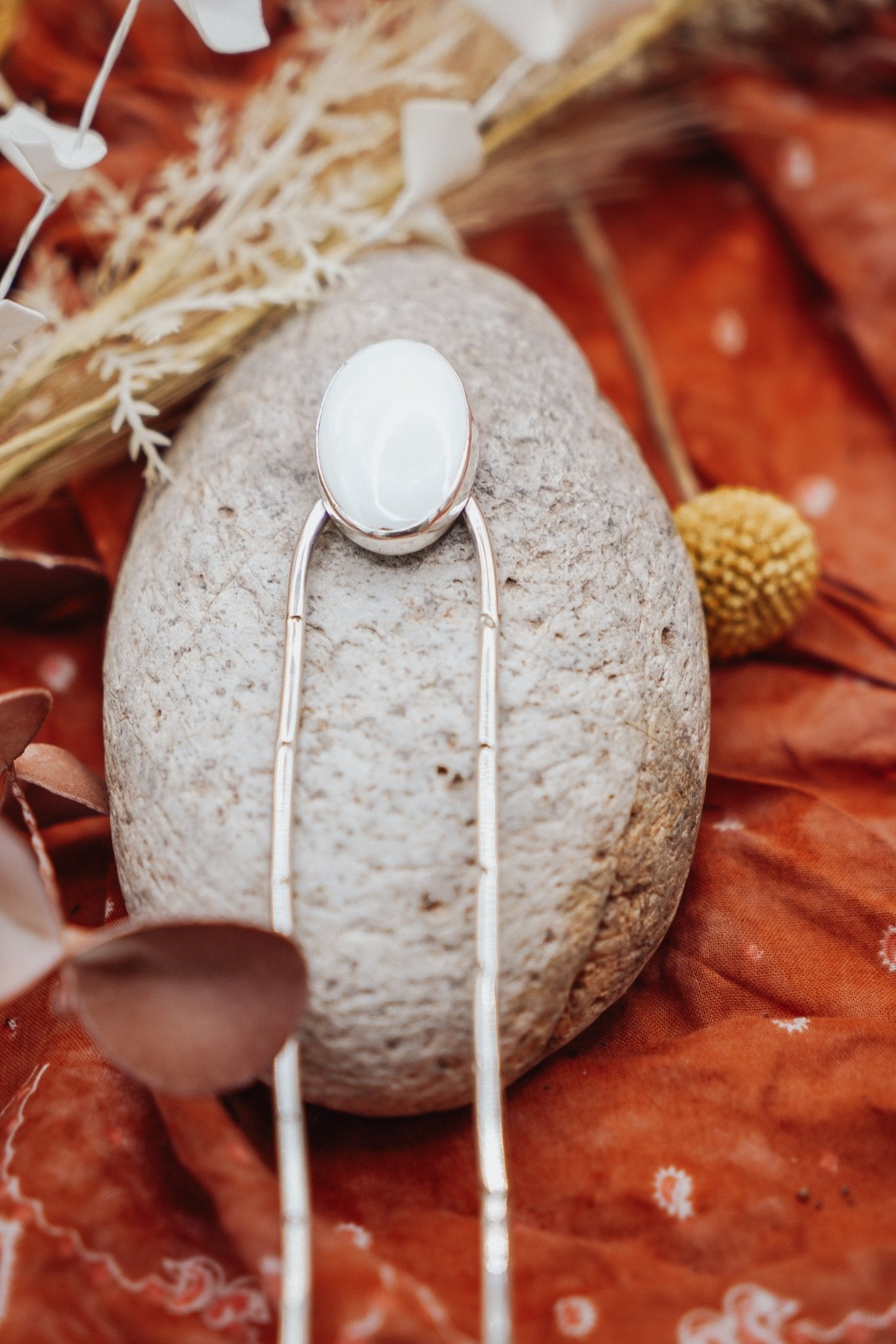 Hair Fork in Mother of Pearl - Golden Road Crafted