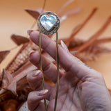 Hair Fork in Mother of Pearl Hearts - Golden Road Crafted