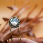 Hair Fork in Mother of Pearl Hearts - Golden Road Crafted