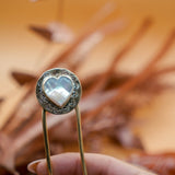 Hair Fork in Mother of Pearl Hearts - Golden Road Crafted