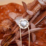 Hair Fork in Mother of Pearl Hearts - Golden Road Crafted