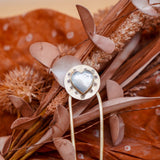 Hair Fork in Mother of Pearl Hearts - Golden Road Crafted