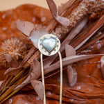 Hair Fork in Mother of Pearl Hearts - Golden Road Crafted
