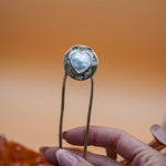 Hair Fork in Mother of Pearl Hearts - Golden Road Crafted
